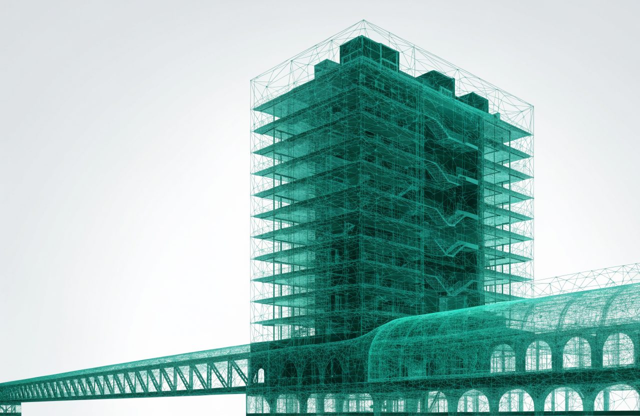 Wireframe digital twin of a building