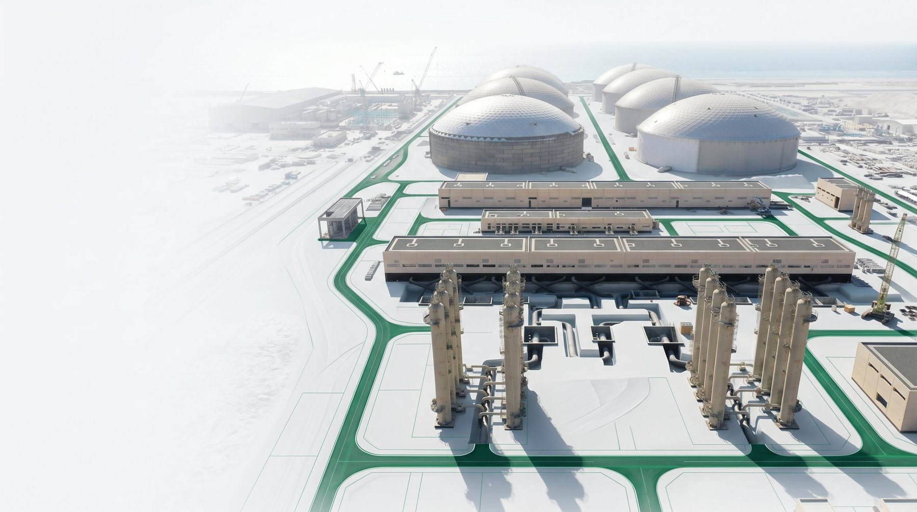 Render of a water desalination plant