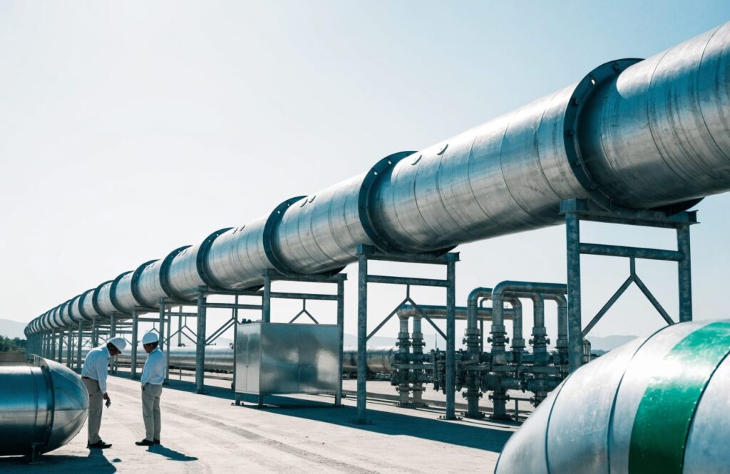 Large steel water pipeline